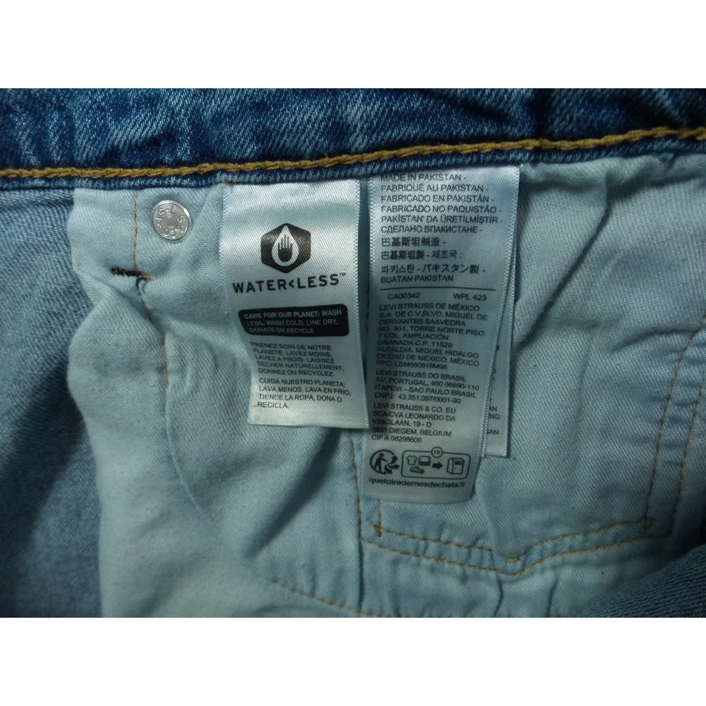 Levis 505 Mens Jeans 34 x 32 Blue Denim Straight Leg Regular Fit Stretch